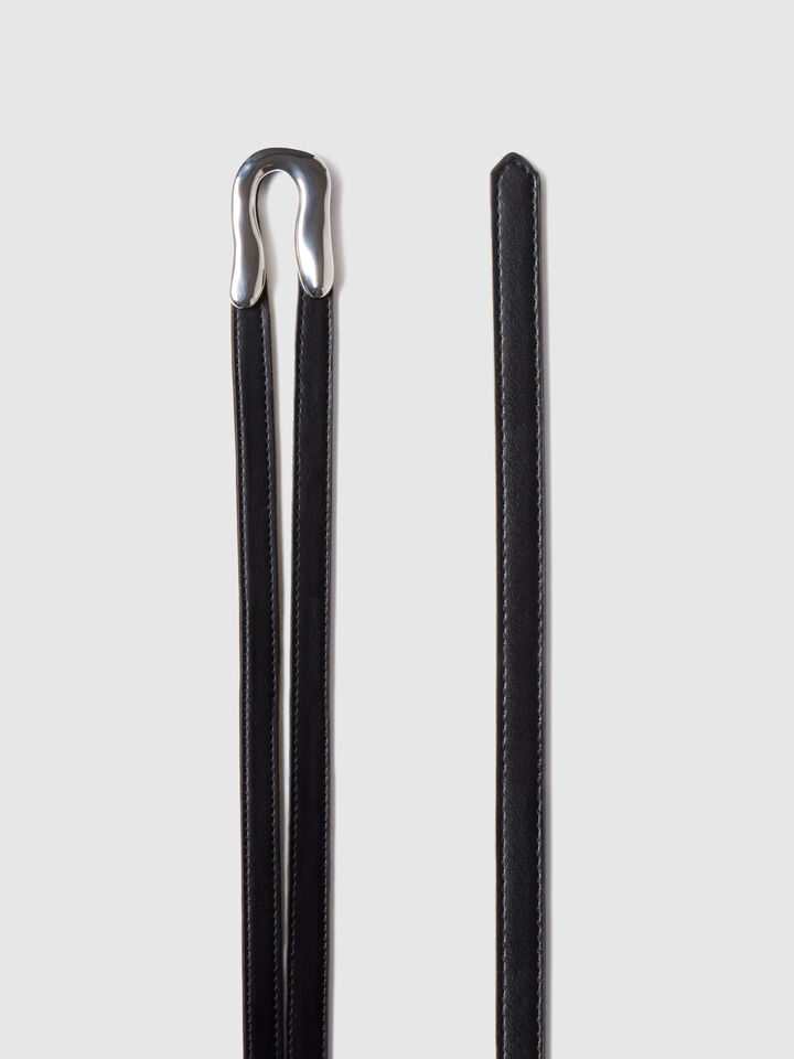 High-waisted asymmetric belt - women's belts - Black | Sisley image number 2